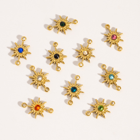 Pendentifs pour femmes luxueux en acier inoxydable doré, étanches et anti-ternissement, motif soleil 2