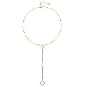 Colliers Pendentifs Pour Femmes En Acier Inoxydable, Imperméables, Anti-Ternissement Et Zircon Couleur Or, Ornés D'Un Délicat Trèfle h5 Image5