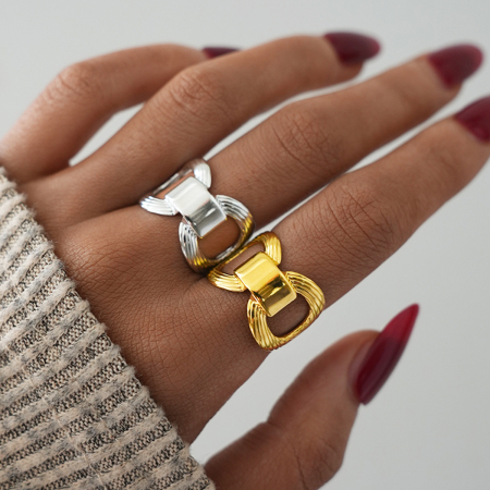Bagues tendance pour femmes en acier inoxydable multicolore (or et argent), étanches