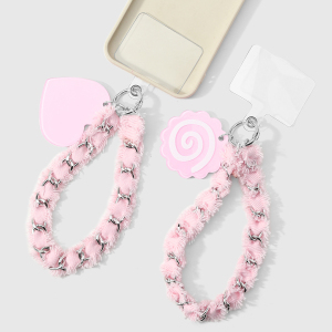 Chaîne De Téléphone Pour Femme Avec Pendentif En Forme De Cœur, D'Étoile Et De Fleur Rose, En Acrylique Et Miroir. h5 Image3