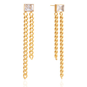Boucles D'Oreilles Pendantes Pour Femme, Luxueuses, En Acier Inoxydable Doré, Imperméables Et Anti-Ternissement, Ornées De Pompons En Zircon. h5 
