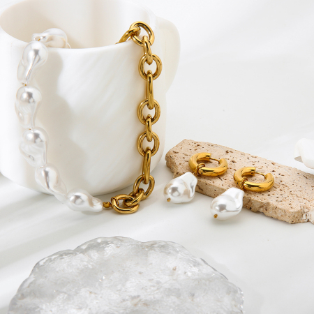 Ensembles de bijoux pour femmes en acier inoxydable doré, imperméables et anti-ternissement, avec chaîne luxueuse.