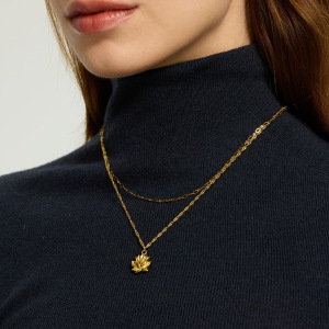 Collier Pendentif Femme Daily Chain Plant En Acier Inoxydable Étanche Couleur Or (1 Pièce) h5 Image2