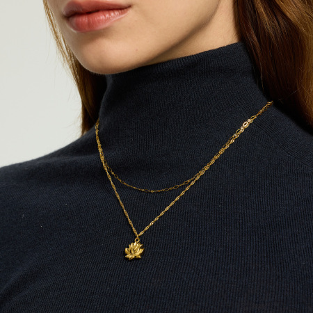 Collier pendentif femme Daily Chain Plant en acier inoxydable étanche couleur or (1 pièce) 2