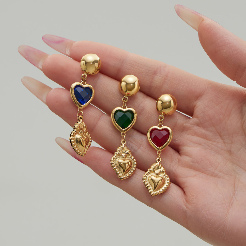 Collier Long Pour Femme En Verre, Acier Inoxydable, Imperméable Et Anti-Ternissement, Couleur Or, Avec Un Cœur Romantique Image7
