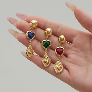 Collier Long Pour Femme En Verre, Acier Inoxydable, Imperméable Et Anti-Ternissement, Couleur Or, Avec Un Cœur Romantique h5 Image7