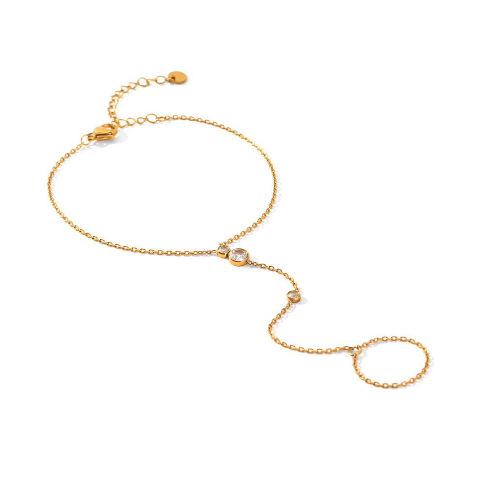Bracelet Chaîne Simple Pour Femme, En Acier Inoxydable, Étanche, Couleur Or, Avec Zircon. Image6