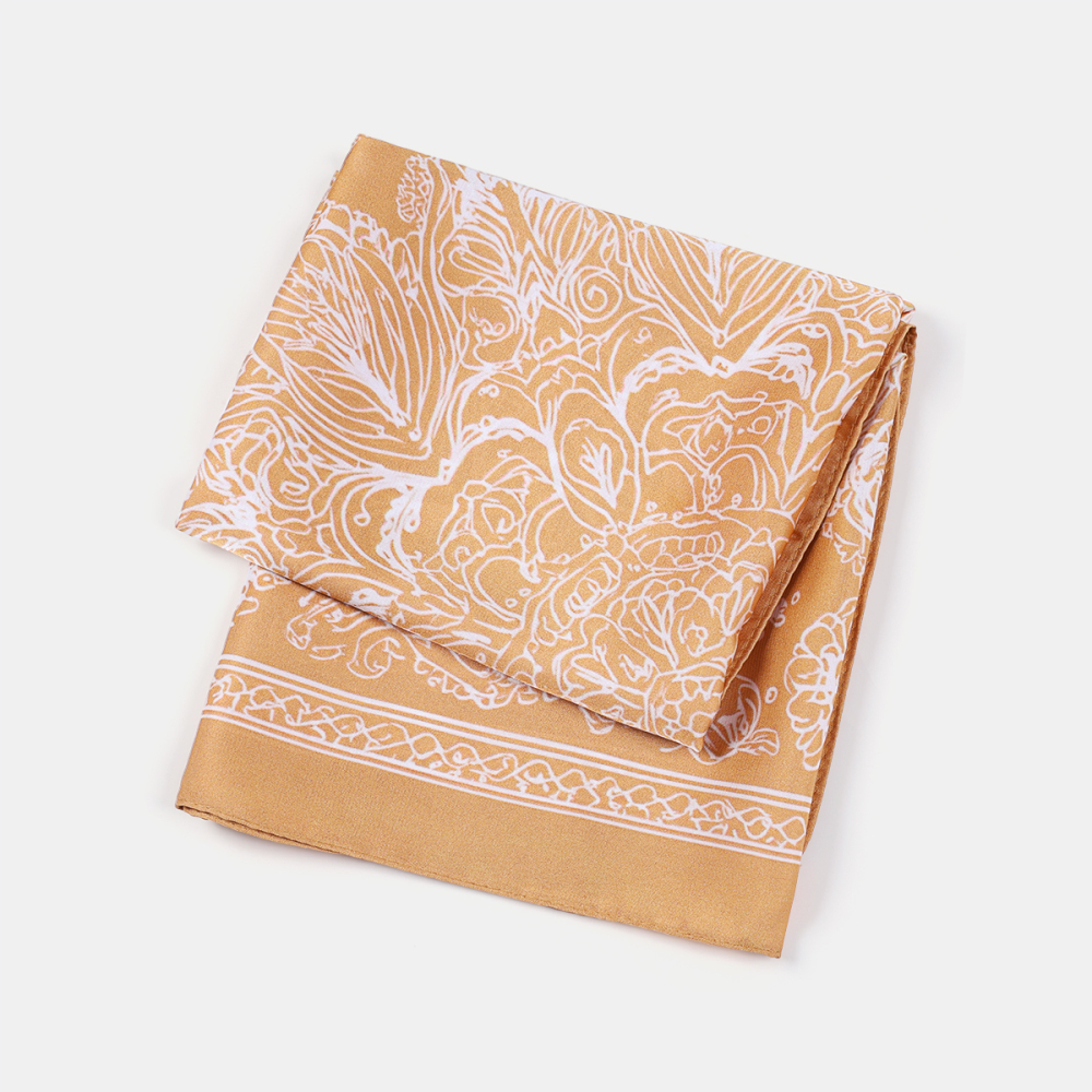 Écharpes D'Été Pour Femmes En Imitation Soie À Motif De Feuilles Simples Image3