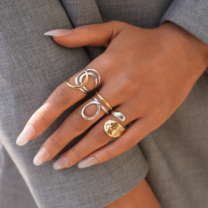 Bague Tendance Quotidienne De Forme Irrégulière, Imperméable Et Anti-Ternissement, En Acier Inoxydable Doré h5 Image6