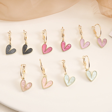 Boucles d'oreilles pendantes en alliage en forme de cœur, collection romantique, pour femmes