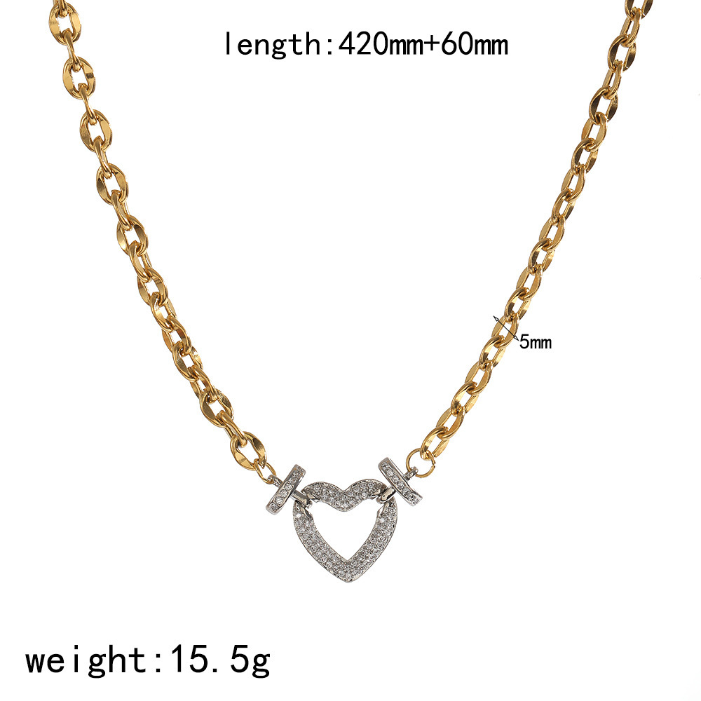 Ensembles De Bijoux Pour Femmes En Acier Inoxydable Doré, Imperméables, En Forme De Cœur Et Ornés De Strass. h5Image4
