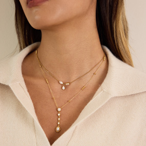 Colliers Pendentifs Pour Femmes En Acier Inoxydable, Étanches, Couleur Or Et Zircon, En Forme De Goutte h5 Image3