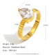 Bague or à rayures verticales en zircon et goutte d'eau/numéro 6 Image4
