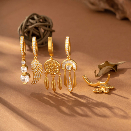 Piercings de nombril exquis en zircon couleur cuivre doré et ailes de papillon 2