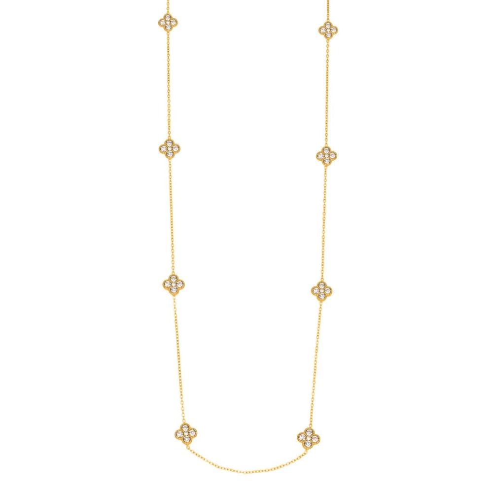 Colliers Longs Pour Femmes Classic Clover En Acier Titane, Imperméables Et Anti-Ternissement, Couleur Or 