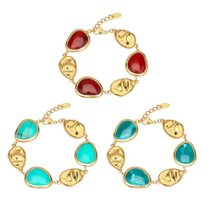 Bracelets À Perles Pour Femmes, Forme Irrégulière, Acrylique, Acier Inoxydable, Couleur Or, Imperméables Et Anti-Ternissement h5 Image6