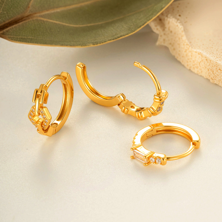 Boucles d'oreilles créoles pour femmes, en zircon, couleur cuivre doré, imperméables et anti-ternissement, ornées de fleurs délicates. 2
