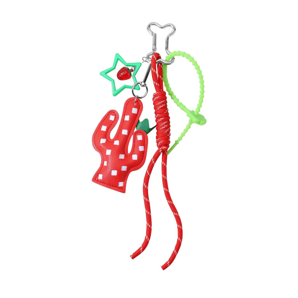 Porte-Clés En Cuir De Cactus Rouge Pour Femmes Image6