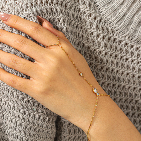 Bracelet chaîne simple pour femme, en acier inoxydable, étanche, couleur or, avec zircon.