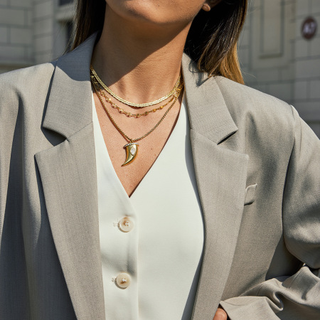 Colliers pendentifs pour femmes en acier inoxydable, forme pimentée, étanches, couleur or, zircon