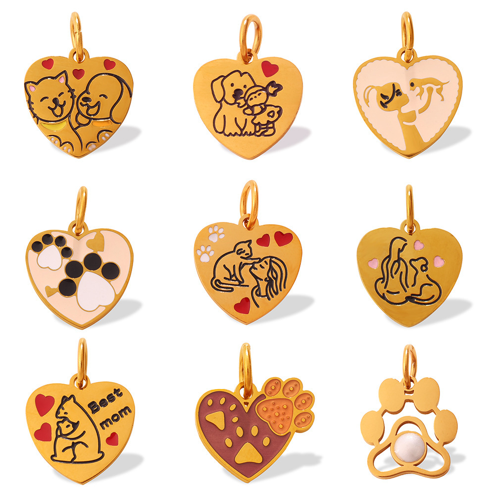 Pendentifs Pour Femmes En Acier Inoxydable Doré, Imperméables Et Anti-Ternissement, Collection « Animaux Mignons » Image5