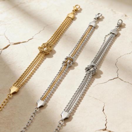Bracelet unisexe à maillons torsadés en acier inoxydable doré, étanche et anti-ternissement