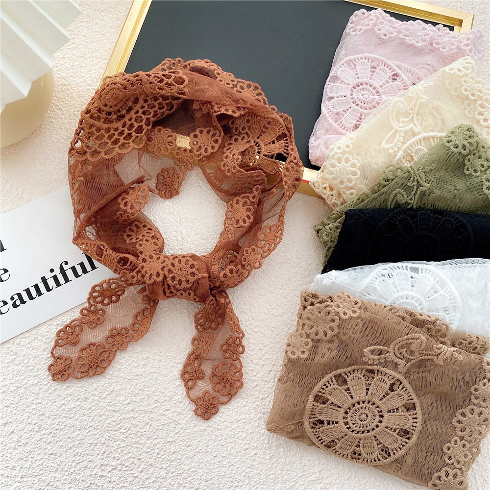 Bandana Élégante En Polyester Ajouré Et Dentelle Pour Femme h5Image2