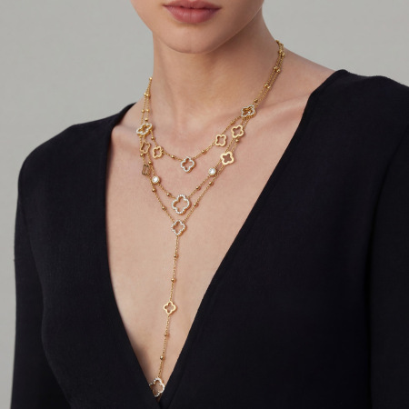 Colliers pendentifs pour femmes en acier inoxydable, imperméables, anti-ternissement et zircon couleur or, ornés d'un délicat trèfle