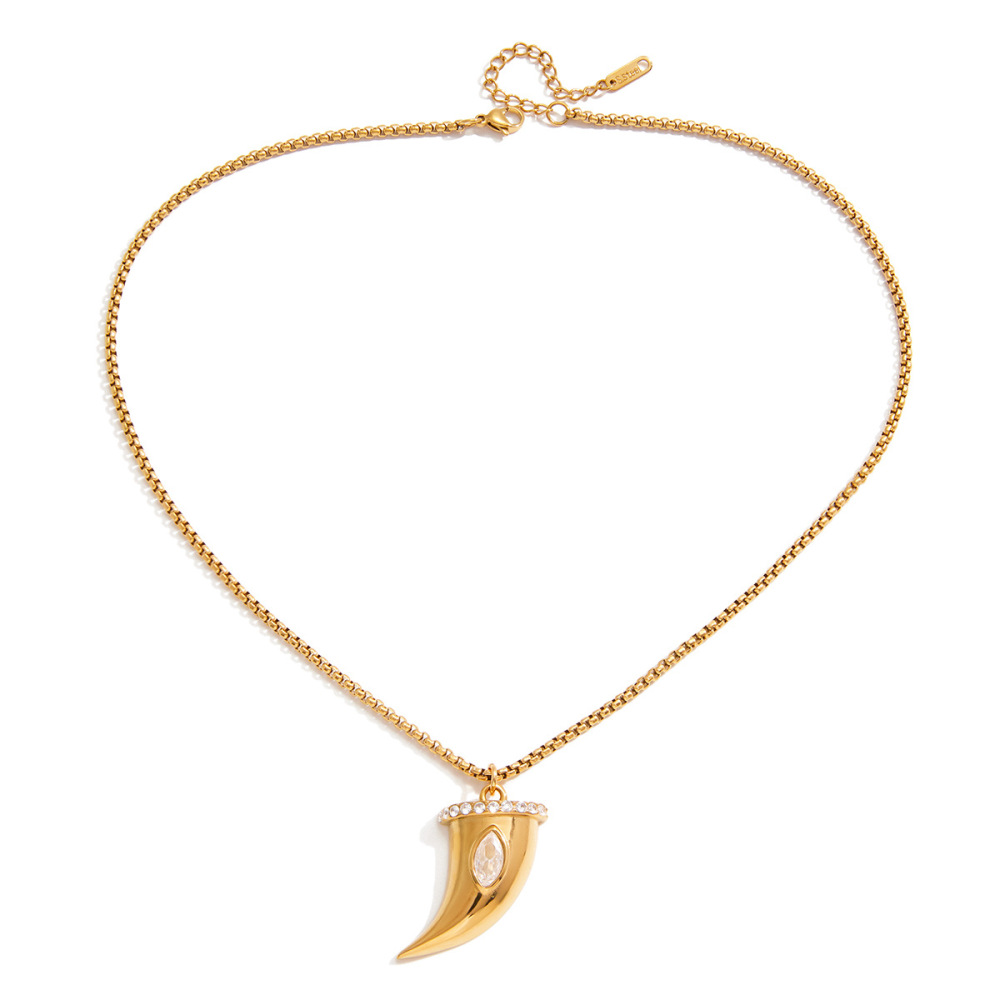 Colliers Pendentifs Pour Femmes En Acier Inoxydable, Forme Pimentée, Étanches, Couleur Or, Zircon 