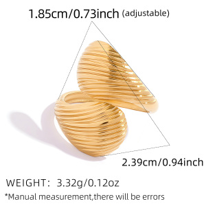 Bagues Tendance En Acier Inoxydable Doré, Forme Irrégulière Et Lignes Simples, Pour Un Usage Quotidien. h5 Image2