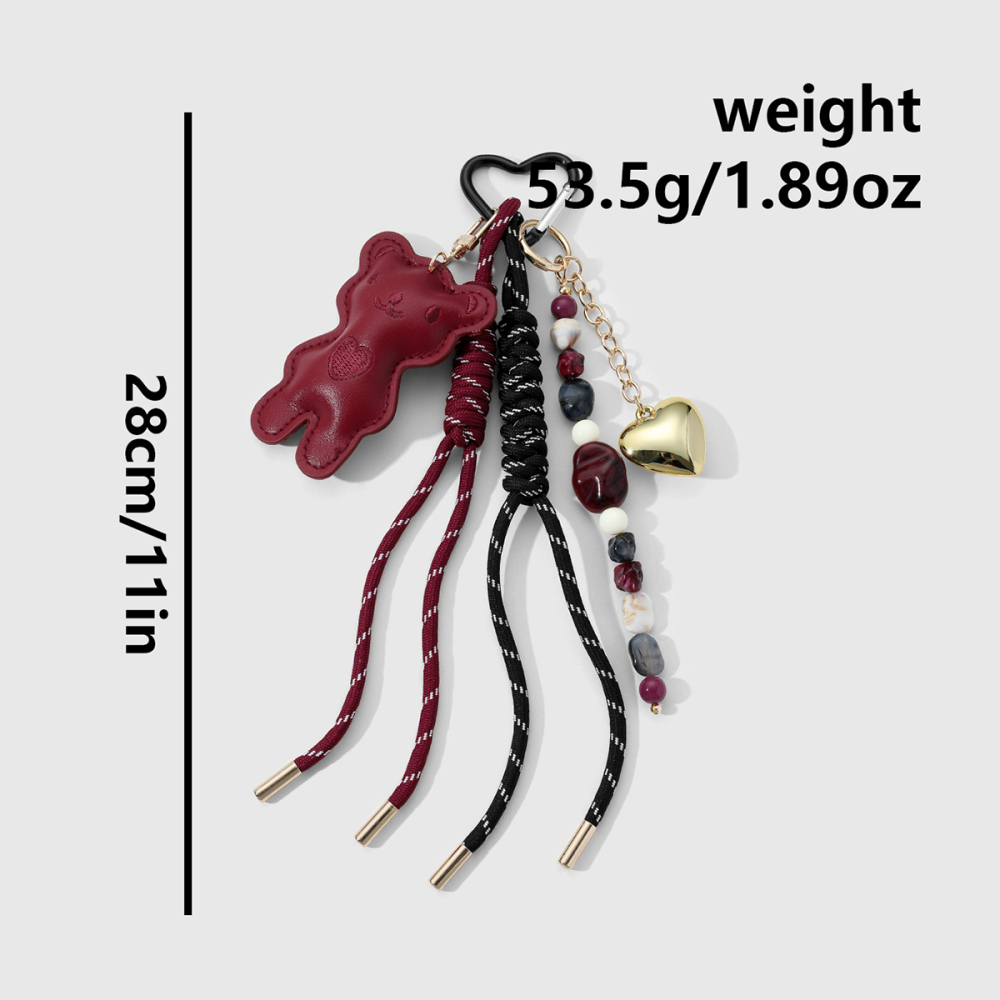 Breloques De Sac En Cuir Pour Femme, Motif Ours En Forme De Cœur, Exquises Image6
