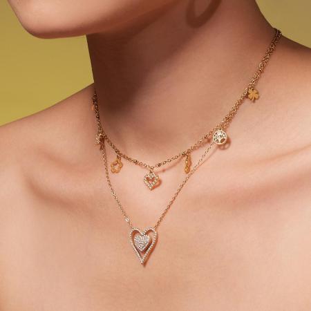 Collier pendentif femme en forme de cœur, en acier inoxydable étanche, couleur or, avec zircon (1 pièce)