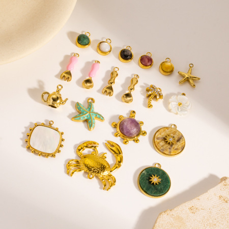 Pendentifs chics pour femmes en pierre naturelle, acier inoxydable doré, étanches et anti-ternissement