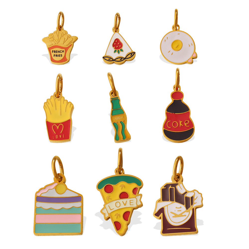 Pendentifs Pour Femmes Yummy Food En Acier Inoxydable Couleur Or, Étanches Et Anti-Ternissement Image5