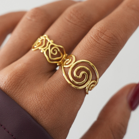 Bague simple, imperméable et anti-ternissement en acier inoxydable doré (1 pièce)