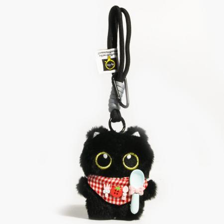 Breloques de sac en tissu pour femme, motif chat noir mignon 2