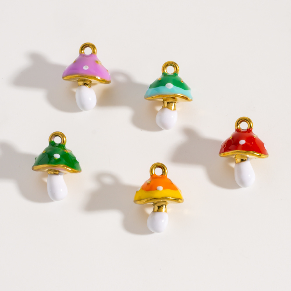 Pendentifs Pour Femmes En Acier Inoxydable Doré, Imperméables Et Anti-Ternissement, En Forme De Champignon Mignon h5Image2