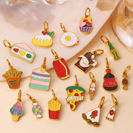 Pendentifs pour femmes Yummy Food en acier inoxydable couleur or, étanches et anti-ternissement 2