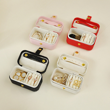 Boîtes à bijoux rétro couleur unie en PU de la série Simple
