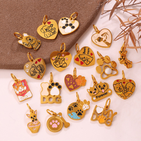 Pendentifs pour femmes en acier inoxydable doré, imperméables et anti-ternissement, collection « Animaux mignons »