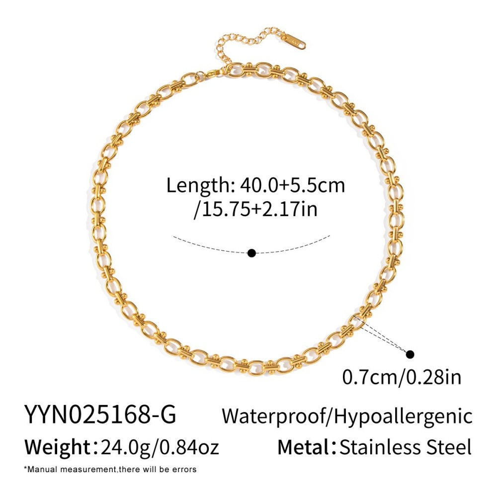 Collier À Chaîne En Acier Inoxydable Étanche Couleur Or (1 Pièce)