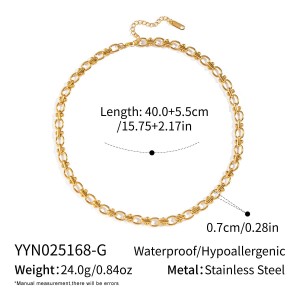 Collier À Chaîne En Acier Inoxydable Étanche Couleur Or (1 Pièce) h5