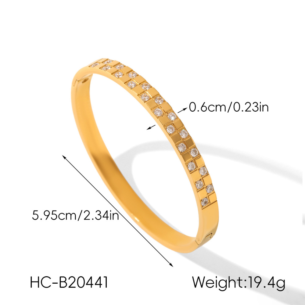 Bracelet En Acier Inoxydable Étanche En Forme De Feuille, Couleur Or, Avec Zircon. Image2
