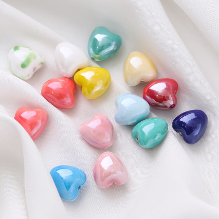 Magnifiques perles en céramique en forme de cœur à faire soi-même