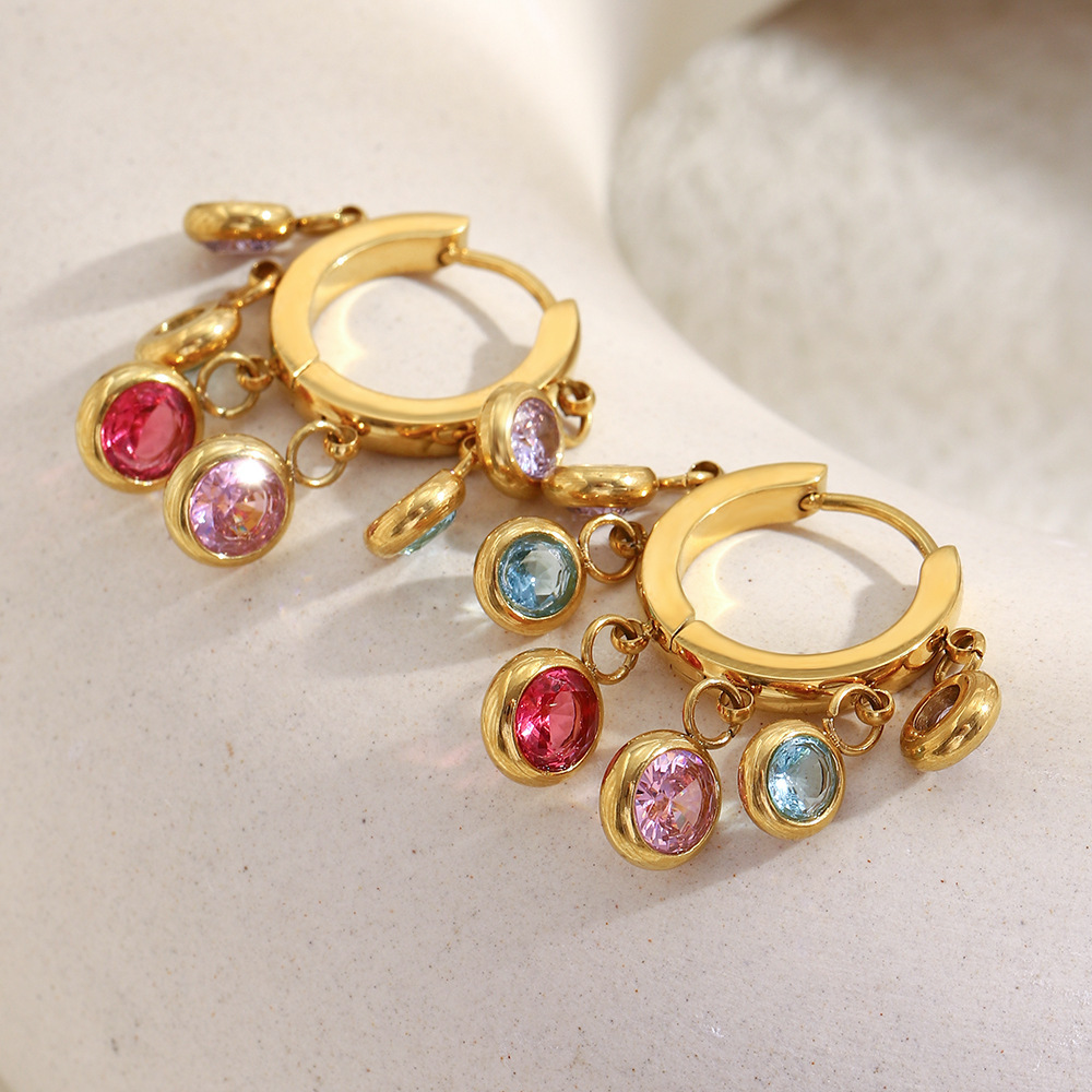 Boucles D'Oreilles Pendantes Pour Femme, Collection Luxe Daily Tassel, En Acier Inoxydable Étanche (1 Paire). Image2