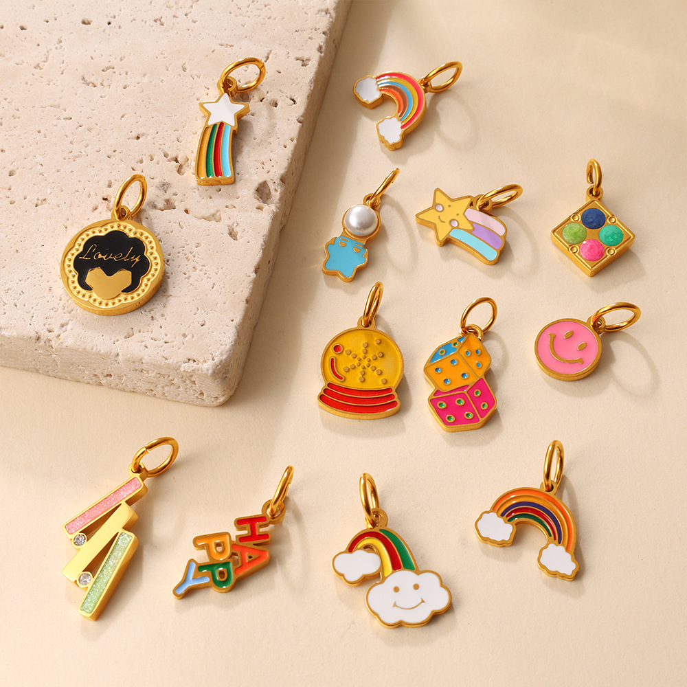 Pendentifs Pour Femmes En Acier Inoxydable Polychrome De Forme Irrégulière, Couleur Or, Étanches Et Anti-Ternissement Image3