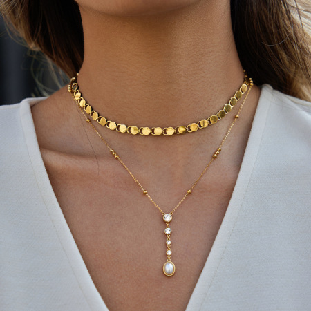 Colliers à maillons minimalistes pour femmes, en acier inoxydable, imperméables et anti-ternissement, couleur or