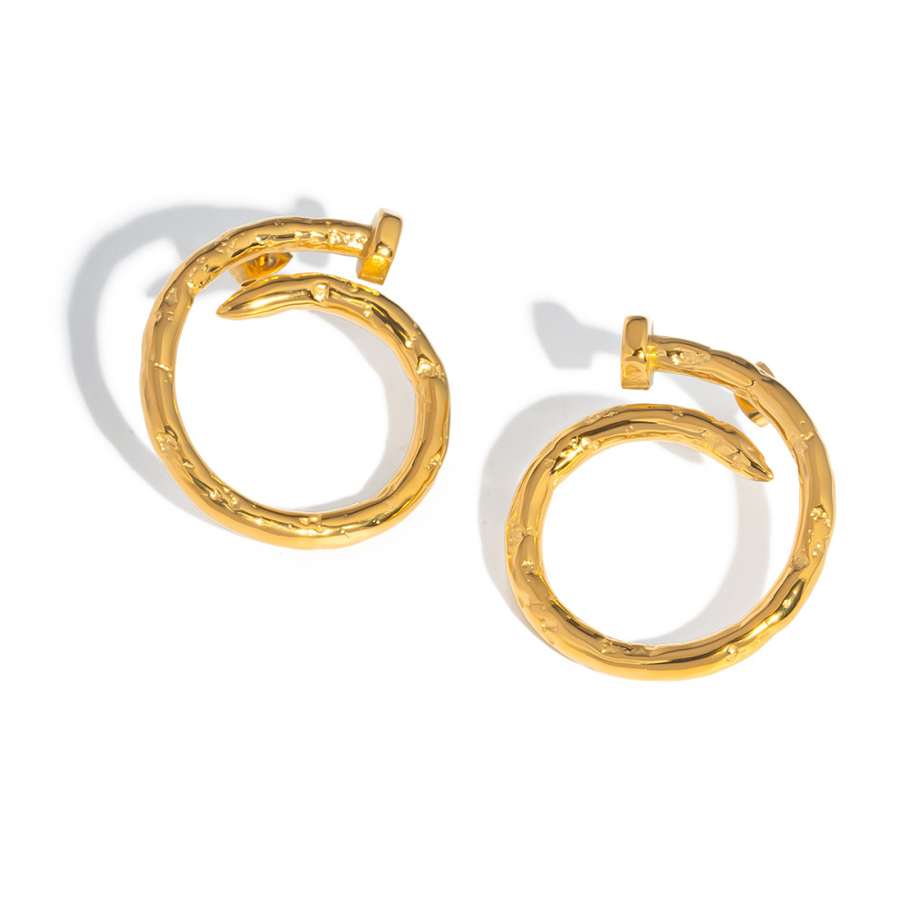 Boucles D'Oreilles Puces Pour Femmes, En Acier Inoxydable, Étanches, Couleur Or, En Forme D'Ongle Image4