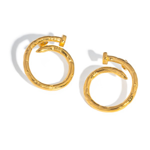 Boucles D'Oreilles Puces Pour Femmes, En Acier Inoxydable, Étanches, Couleur Or, En Forme D'Ongle h5 Image4