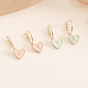 Boucles D'Oreilles Pendantes En Alliage En Forme De Cœur, Collection Romantique, Pour Femmes h5 Image3